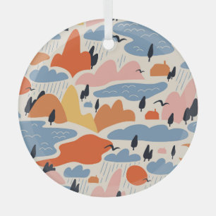 Colourful landscape, mountains, lakes, seamless. glass tree decoration