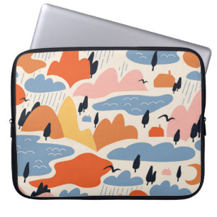 Colourful landscape, mountains, lakes, seamless. laptop sleeve