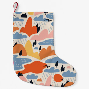 Colourful landscape, mountains, lakes, seamless. small christmas stocking
