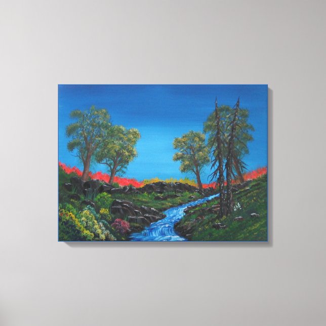 Colourful Landscape Rocky Forest Stream Canvas Print (Front)