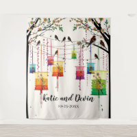 Colourful Lanterns Cherry Tree Birds Wedding/Showe