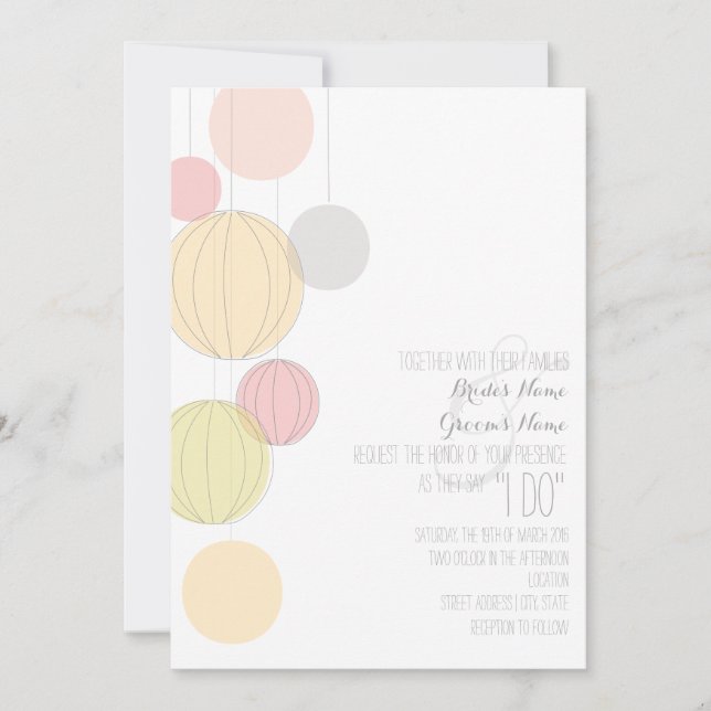 Colourful Lanterns Garden Wedding Invite (Front)