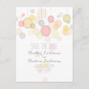 Colourful Lanterns Garden Wedding Save The Date Announcement Postcard