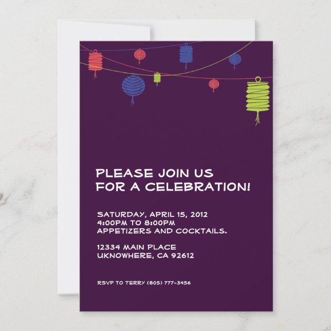 Colourful Lanterns Invite (Front)