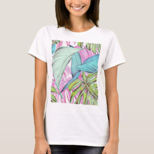 Colourful large tropical leaves watercolor T-Shirt