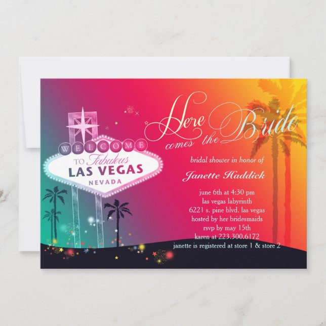 Colourful Las Vegas Bridal Shower Invitation (Front)