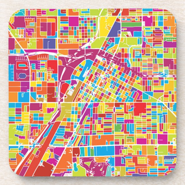 Colourful Las Vegas, Nevada Map Coaster (Front)