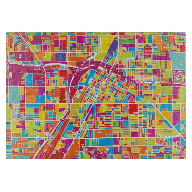 Colourful Las Vegas, Nevada Map Cutting Board (Front)