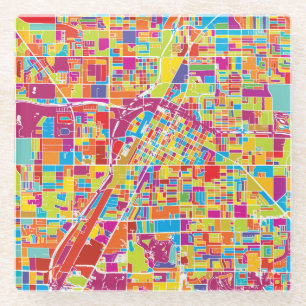 Colourful Las Vegas, Nevada Map Glass Coaster