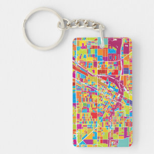 Colourful Las Vegas, Nevada Map Key Ring