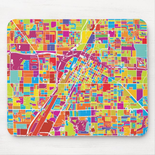 Colourful Las Vegas, Nevada Map Mouse Mat (Front)