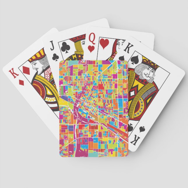 Colourful Las Vegas, Nevada Map Playing Cards (Back)