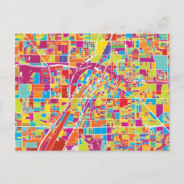 Colourful Las Vegas, Nevada Map Postcard (Front)