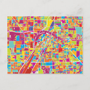 Colourful Las Vegas, Nevada Map Postcard