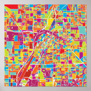 Colourful Las Vegas, Nevada Map Poster