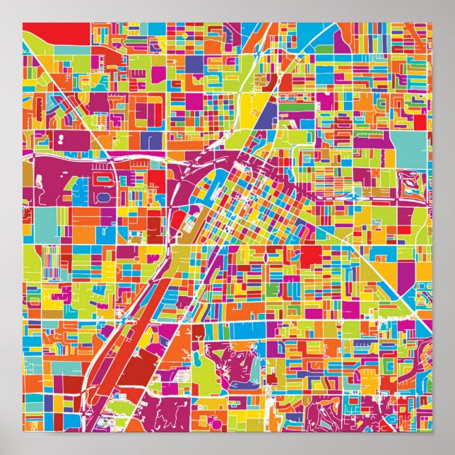 Colourful Las Vegas, Nevada Map Poster (Front)