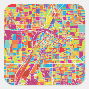 Colourful Las Vegas, Nevada Map Square Sticker