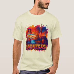 Colourful Las Vegas Skyline Neon Art Souvenir T-Shirt