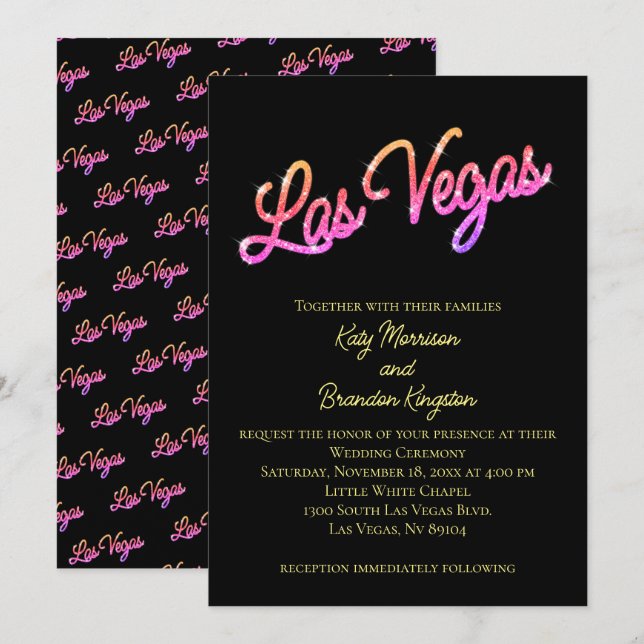 Colourful Las Vegas Sparkles Wedding Invitation (Front/Back)