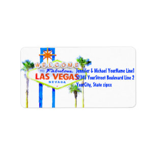 Colourful Las Vegas Welcome Sign Label