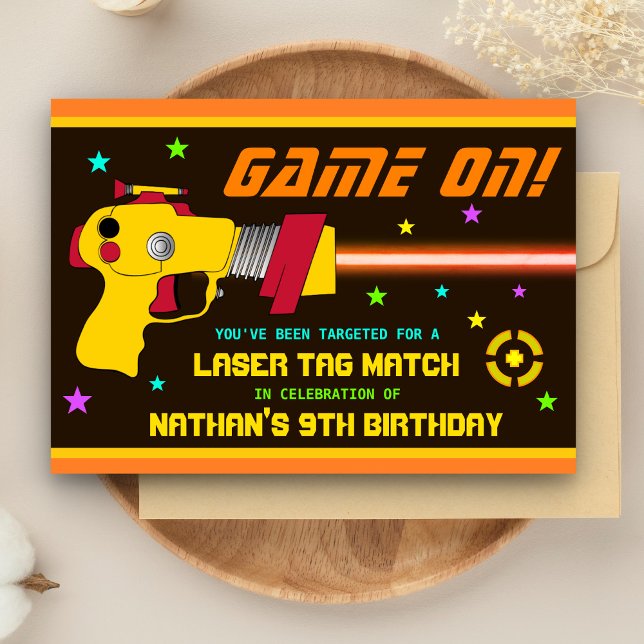 Colourful Laser Tag Kids Birthday Party Invitation (Creator Uploaded)