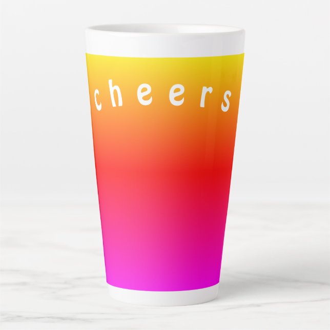 Colourful Latte Mug Rainbow Colours - Cheers (Front)