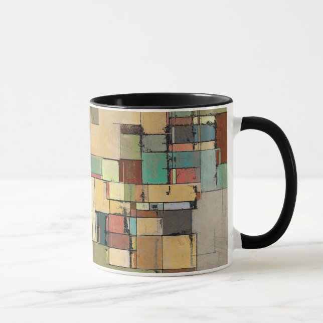 Colourful Lattice Abstract Art Ringer Mug (Right)