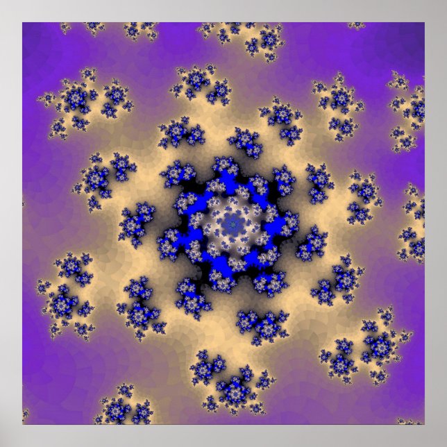 Colourful Lavender and Blue Fractal Poster (Front)