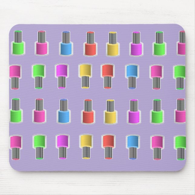 Colourful Lavender Nail Polish Bottles Mousepad (Front)