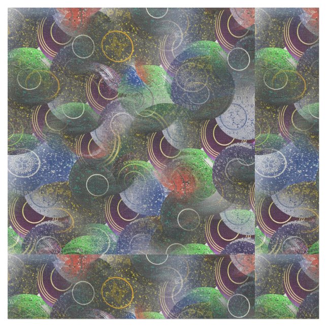 Colourful Lawn Bowls Decoupage, Fabric (Close Up)