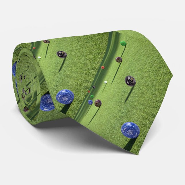 Colourful Lawn Bowls On The Green, Tie (Rolled)