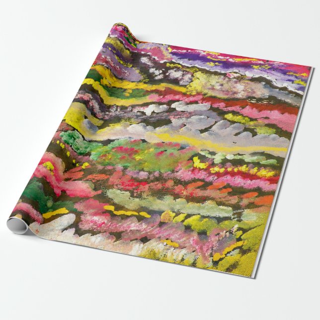 Colourful Layered Abstract Landscape Wrapping Paper (Unrolled)