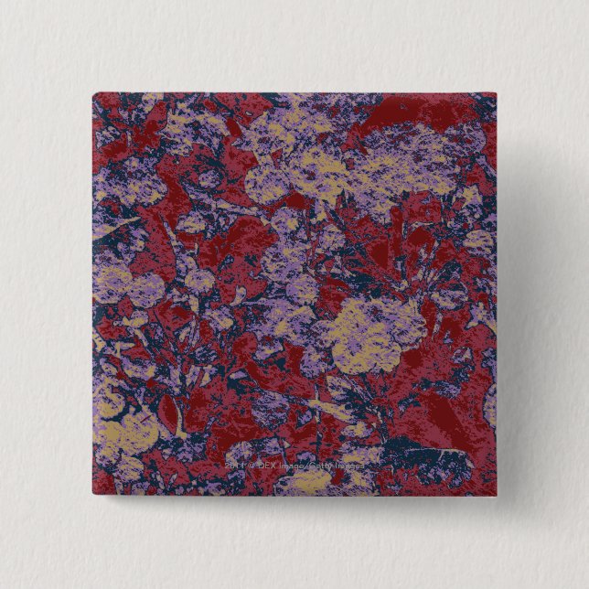 Colourful leaf and flower camouflage pattern 15 cm square badge (Front)