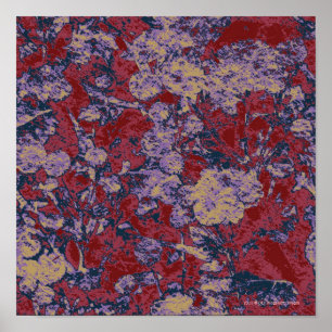 Colourful leaf and flower camouflage pattern poster