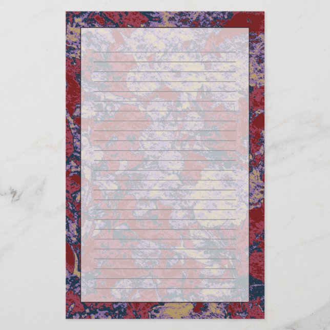 Colourful leaf and flower camouflage pattern stationery (Front)