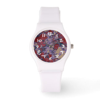 Colourful leaf and flower camouflage pattern watch