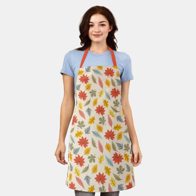 Colourful Leaf Fall Pattern Apron (Worn)