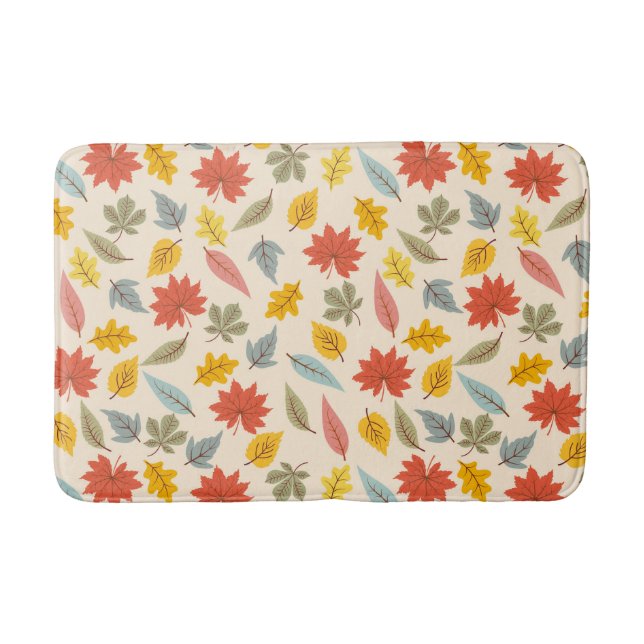 Colourful Leaf Fall Pattern Bath Mat (Front)