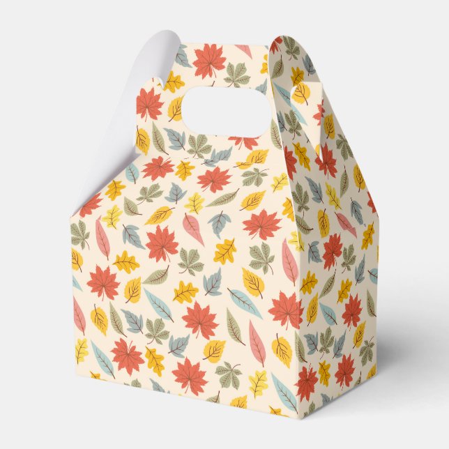 Colourful Leaf Fall Pattern Favour Box (Front Side)