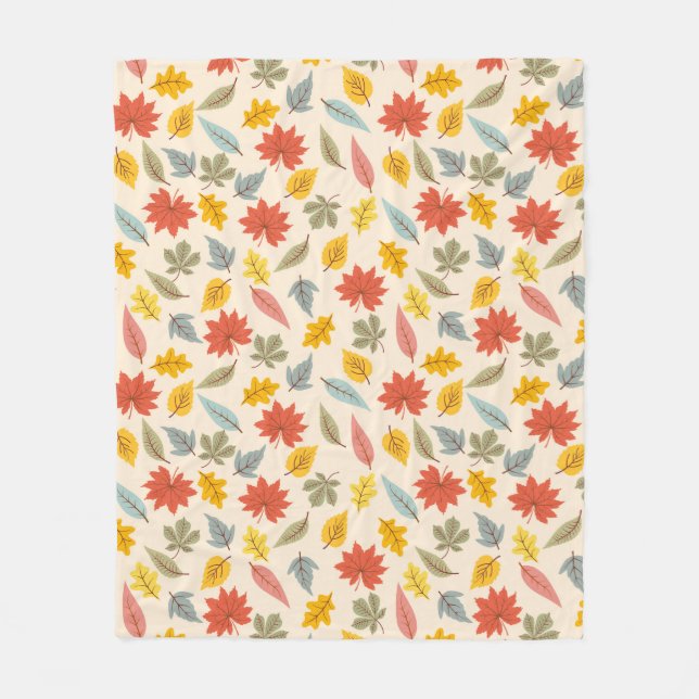 Colourful Leaf Fall Pattern Fleece Blanket (Front)