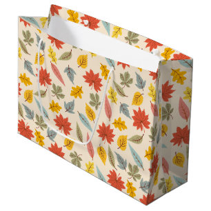 Colourful Leaf Fall Pattern Large Gift Bag