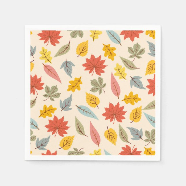 Colourful Leaf Fall Pattern Napkin (Front)