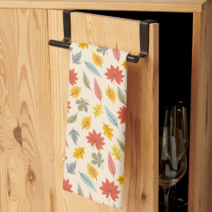 Colourful Leaf Fall Pattern Tea Towel