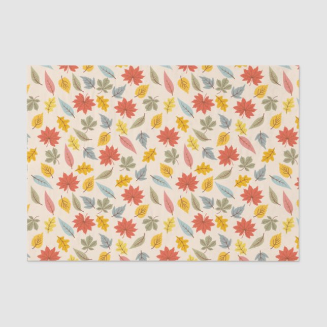 Colourful Leaf Fall Pattern Tissue Paper (Front)