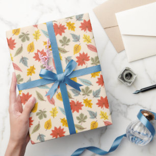 Colourful Leaf Fall Pattern Wrapping Paper