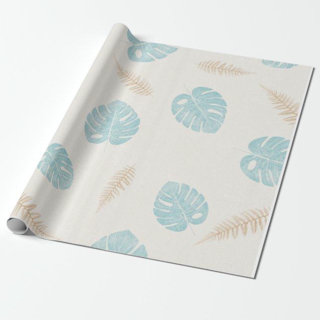 Colourful Leaf Floral Pattern Wrapping Paper (Unrolled)
