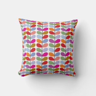 Colourful Leaf Pattern Boho Throw Pillow