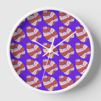Colourful Leaf Pattern on Purple Background Clock