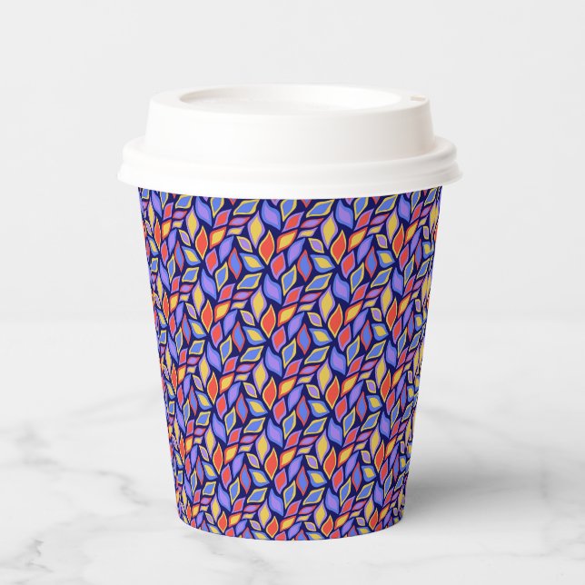 Colourful Leaf Pattern Paper Cups (Front)