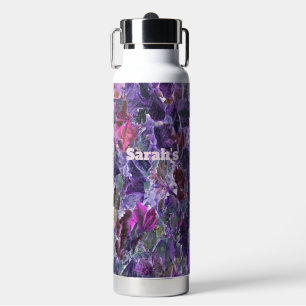 Colourful Leaf Pattern Pink Purple Foliage Water Bottle